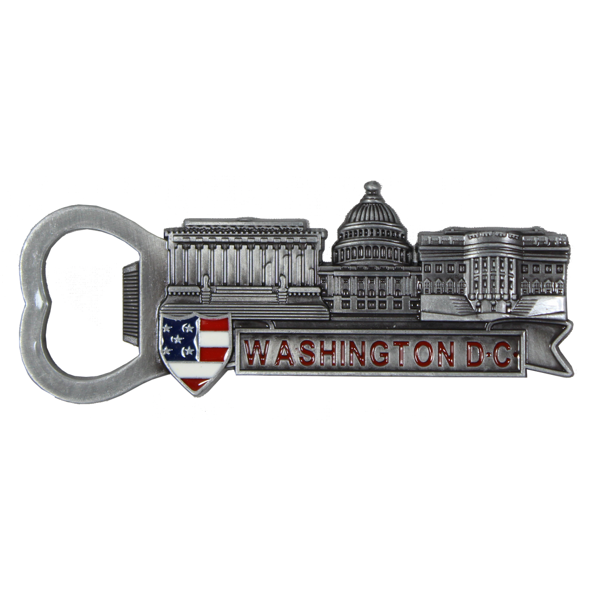 Metal Bottle Opener Magnet Pewter Washington DC 4"X1.5"