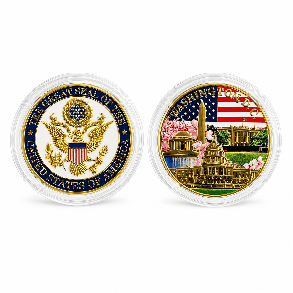 Washington DC Landmark w/ Flag Collectible Coin