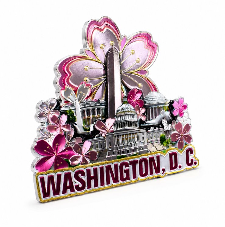 Washington DC Cherry Blossom Wood Magnet