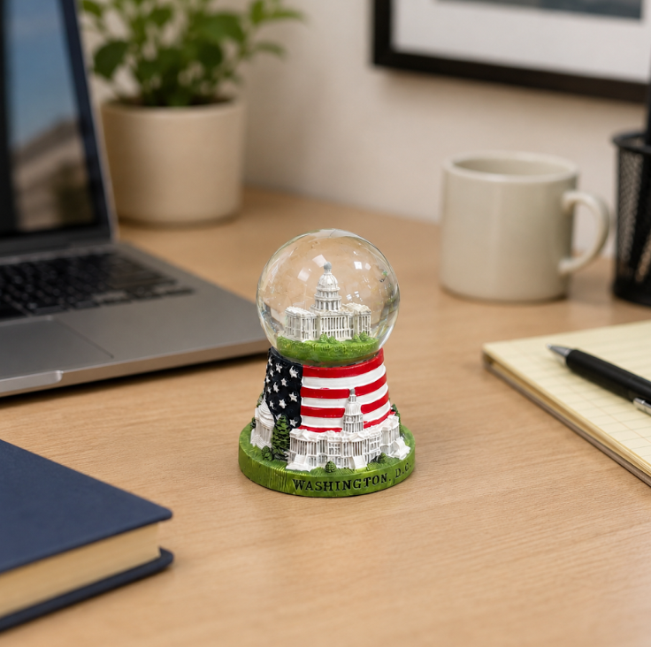 Flag Base Capitol Small Snow Globe