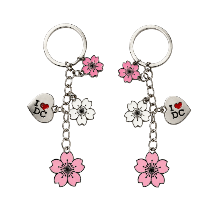 I Love DC Cherry Blossom Charm Keychain