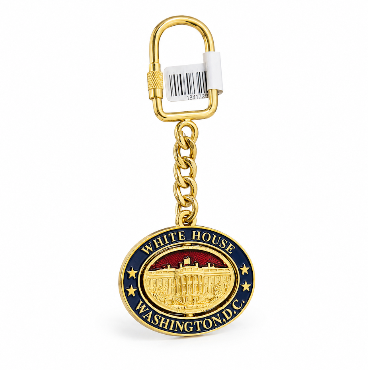 Red White House Oval Washington DC Keychain