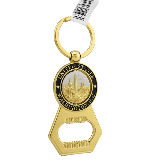 Gold Washington DC Panorama Bottle Opener Keychain
