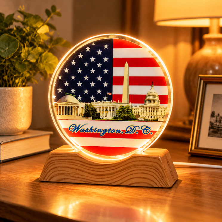 Lighted Washington DC Flag Panorama Acrylic Display