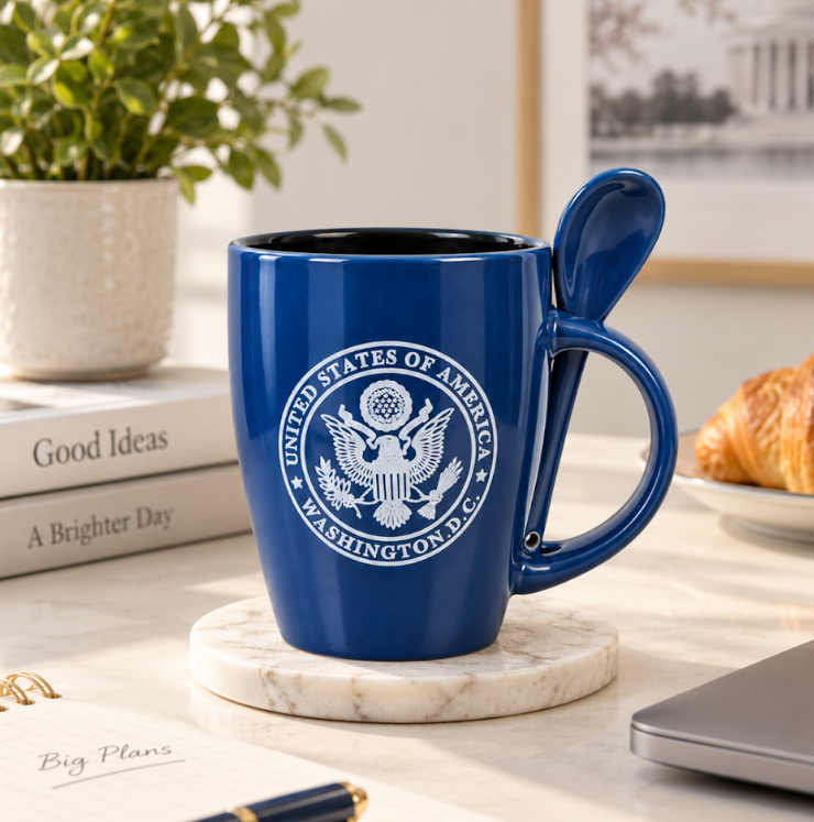 Great Seal Washington DC Mug with Spoon (Red/Navy)