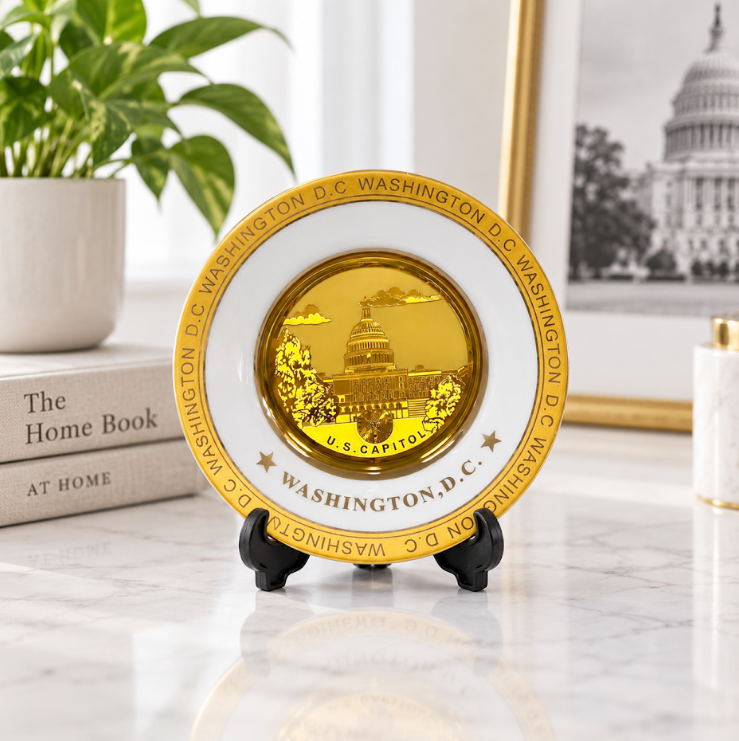 White & Gold U.S. Capitol Washington DC Plate