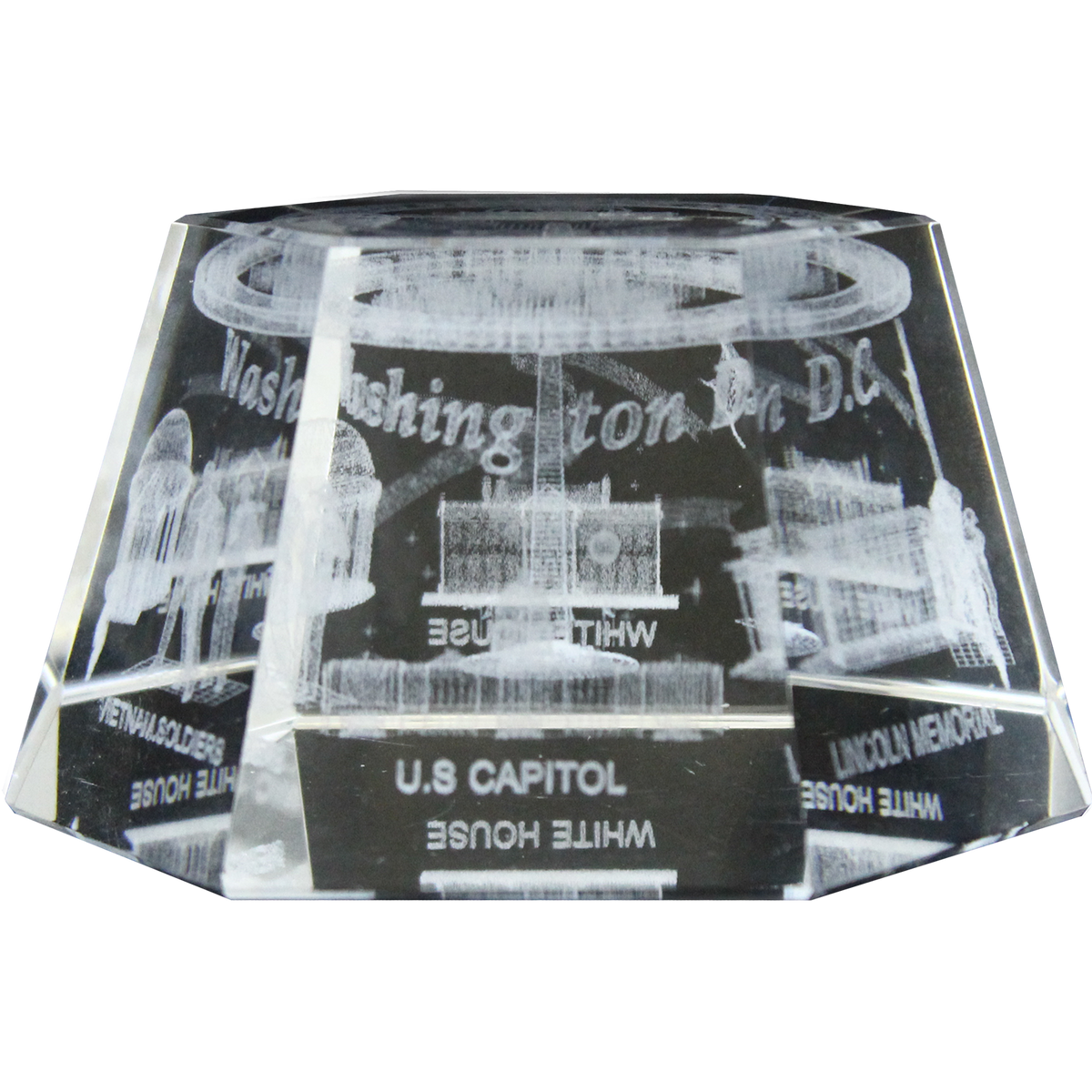 7 Monuments Polyhedral Crystal Paperweight 4.75" x 2"
