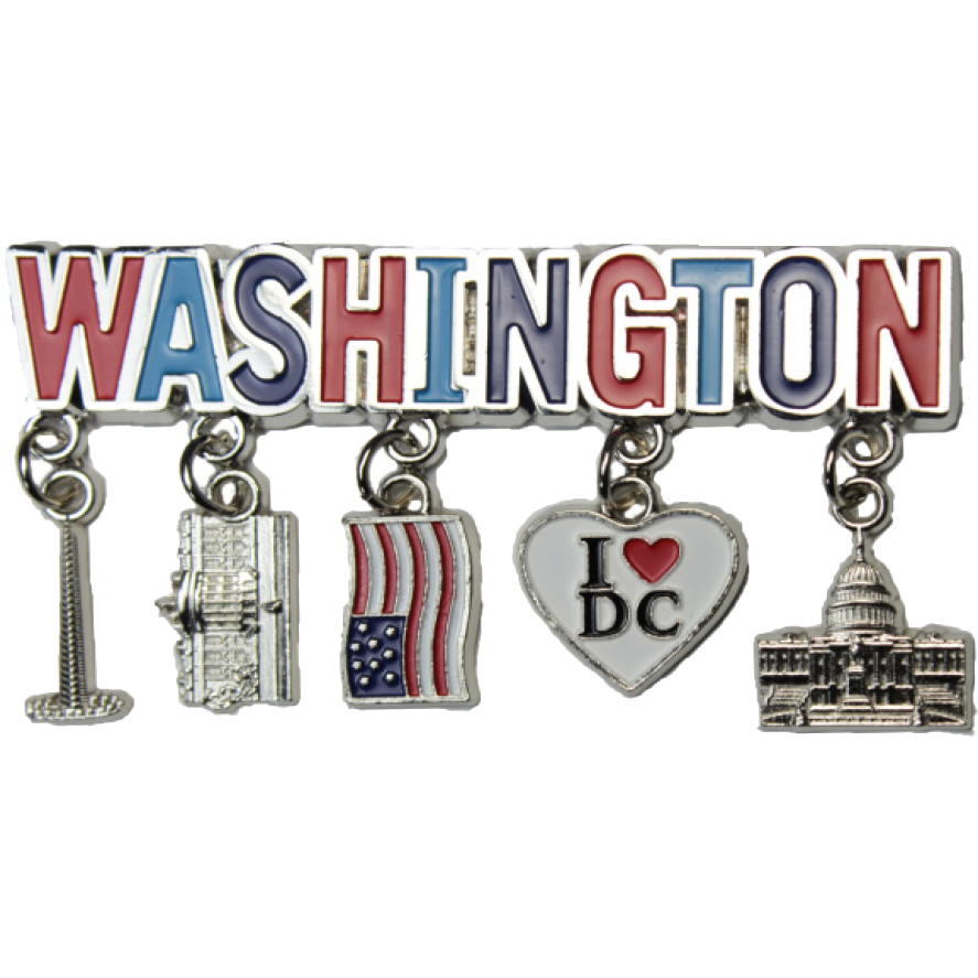 Metal Charm Magnet Washington DC 3.25"X 1.75"