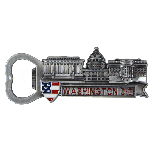 Metal Bottle Opener Magnet Pewter Washington DC 4"X1.5"