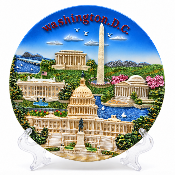 3D Washington DC Panorama Ceramic Plate 7.5"