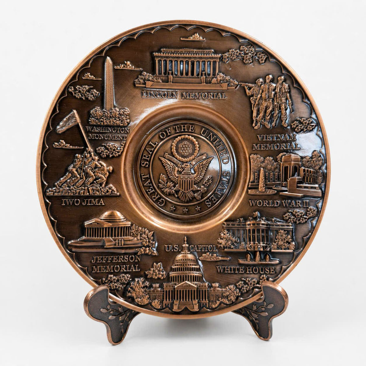 Large Washington DC Seal/Panorama Copper Metal Plate 6.5"