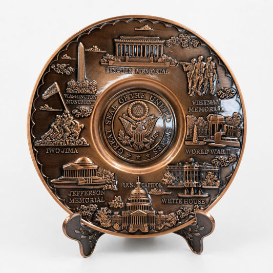 Large Washington DC Seal/Panorama Copper Metal Plate 6.5"
