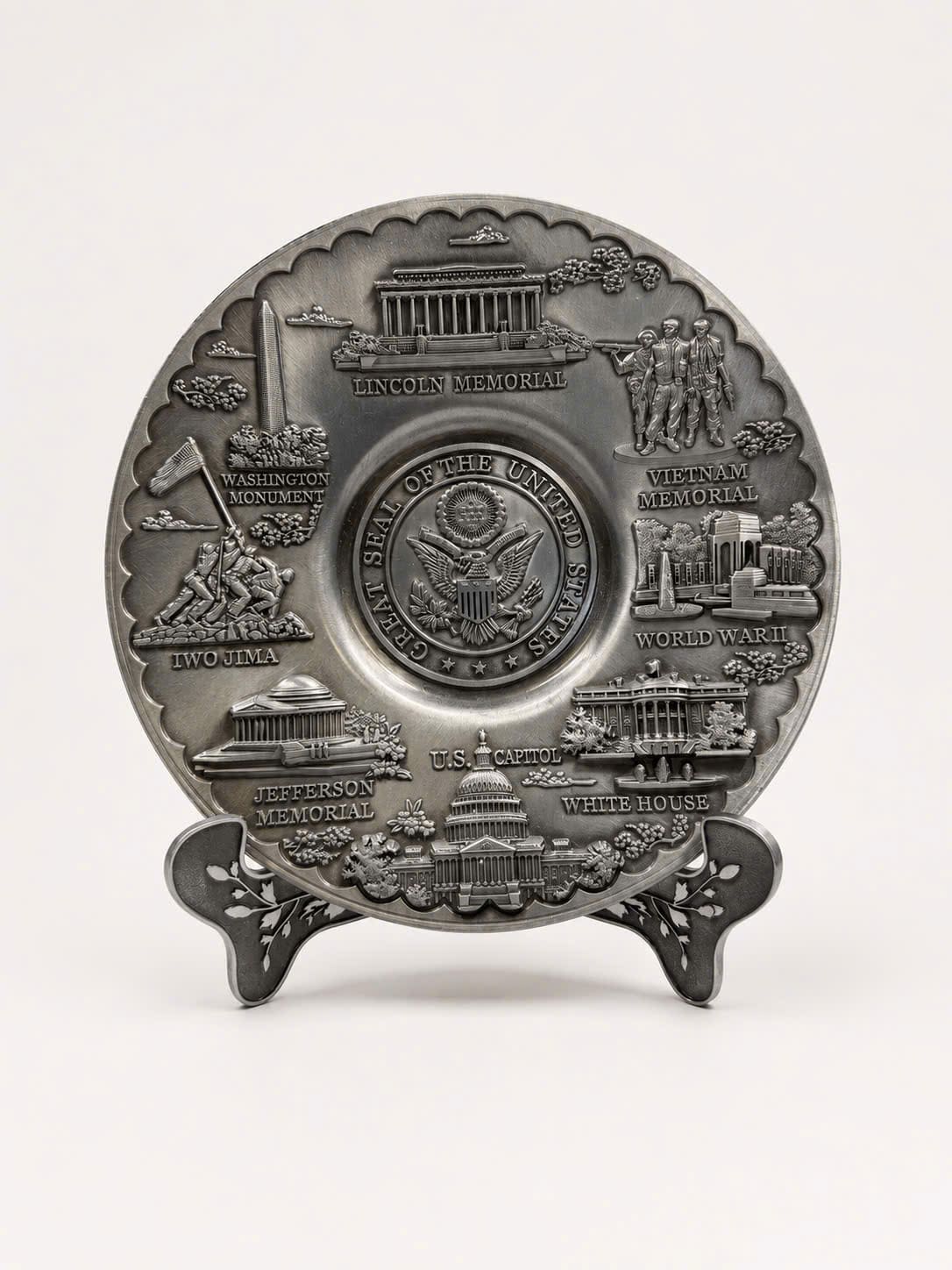 Medium Washington DC Seal/Panorama Metal Pewter Plate 5.5"