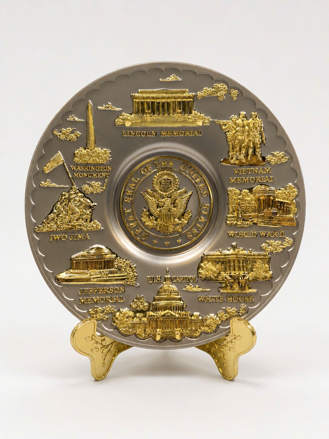 Large Washington DC Seal/Panorama Silver Plate 6.5"