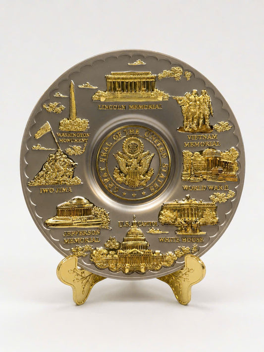 Large Washington DC Seal/Panorama Silver Plate 6.5"