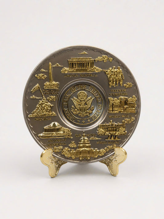 Medium Washington DC Seal/Panorama Silver Plate 5.5"