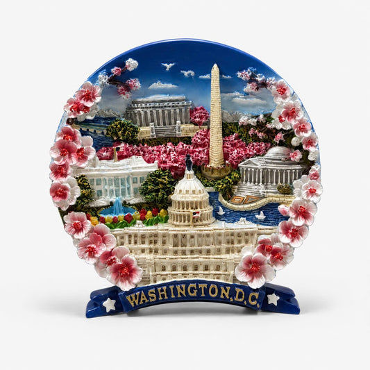 3D Washington DC Cherry Blossom Panorama Ceramic Plate 7.5"