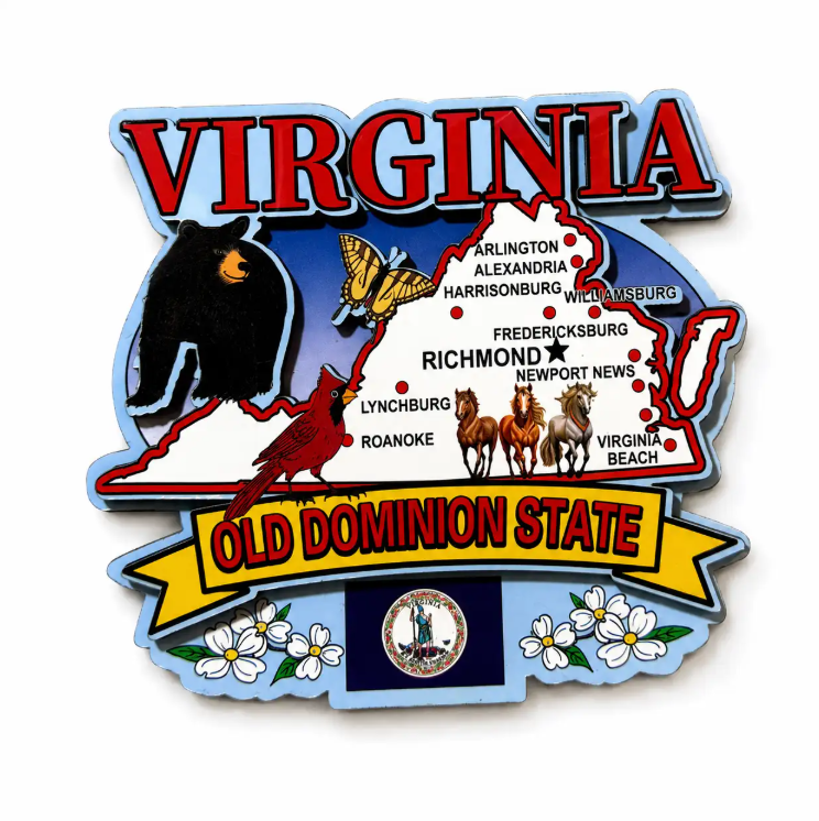 Virginia Map Wood Magnet