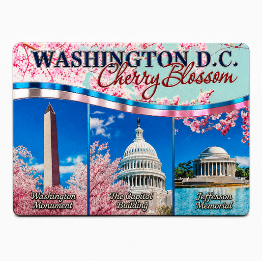 3 Building Cherry Blossom Shiny Fridge Magnet