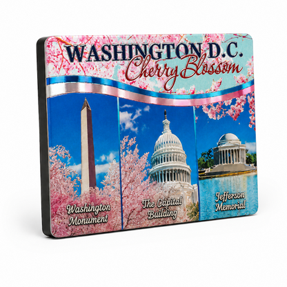 3 Building Cherry Blossom Shiny Fridge Magnet