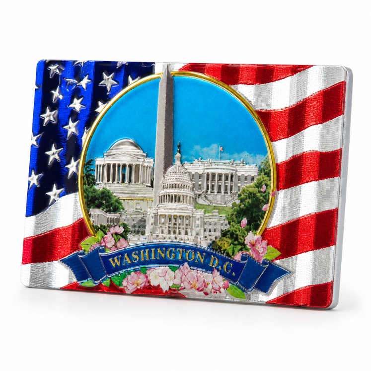 Washington DC Patriotic Landmarks Shiny Fridge Magnet