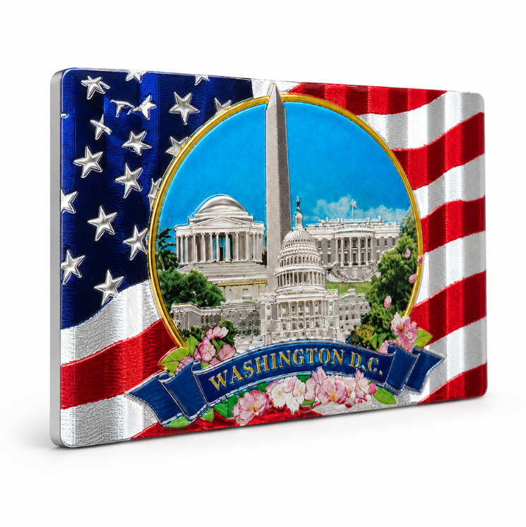 Washington DC Patriotic Landmarks Shiny Fridge Magnet