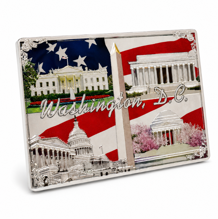Washington DC Landmark Flag Shiny Fridge Magnet