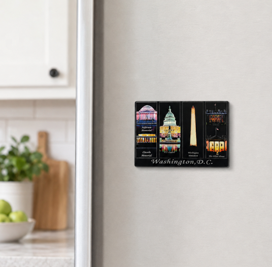 Night DC Panorama Shiny Fridge Magnet