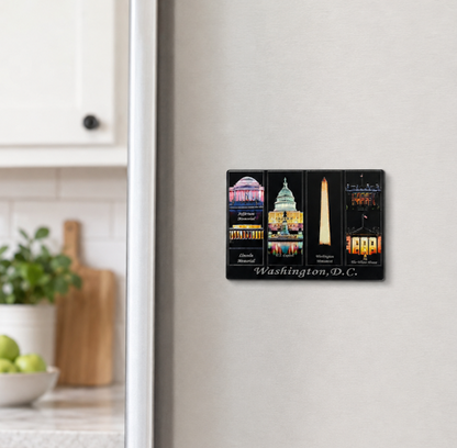 Night DC Panorama Shiny Fridge Magnet