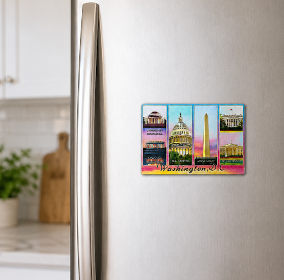 Washington DC Panorama Daytime Shiny Fridge Magnet