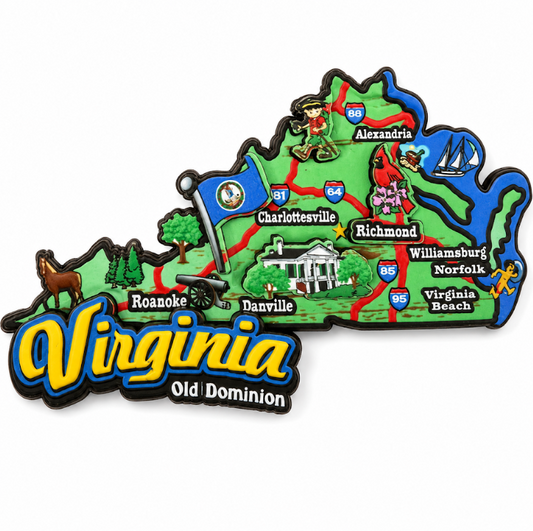 VA Map Wood Magnet