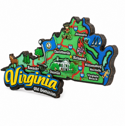 VA Map Wood Magnet