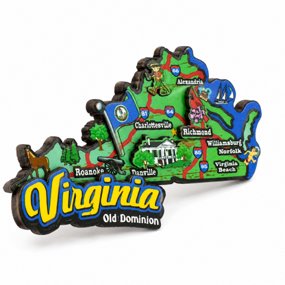 VA Map Wood Magnet