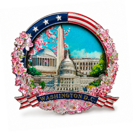 Cherry Blossom Panorama Shiny Wood Magnet
