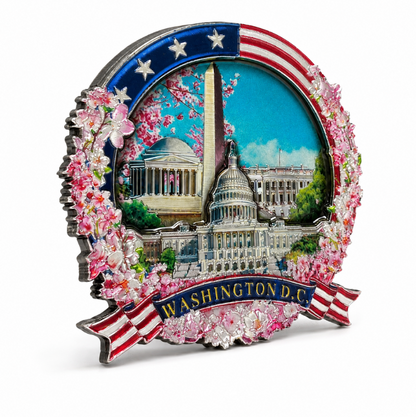 Cherry Blossom Panorama Shiny Wood Magnet