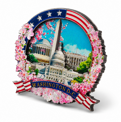 Cherry Blossom Panorama Shiny Wood Magnet