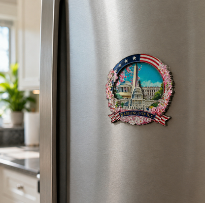 Cherry Blossom Panorama Shiny Wood Magnet
