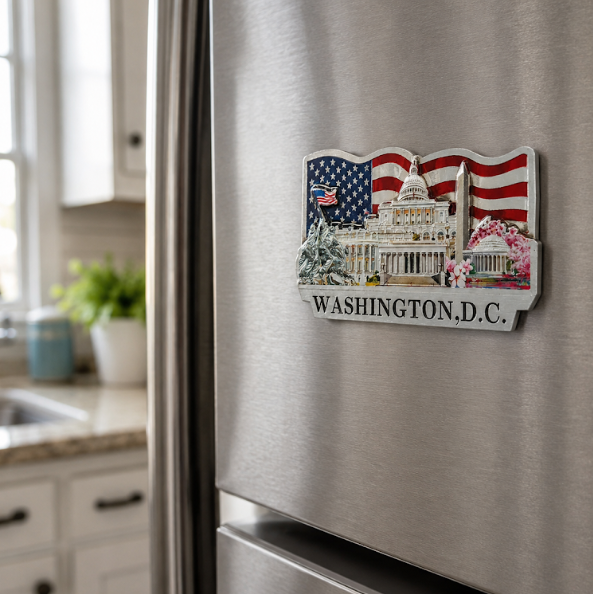 Flag Panorama Wood Magnet