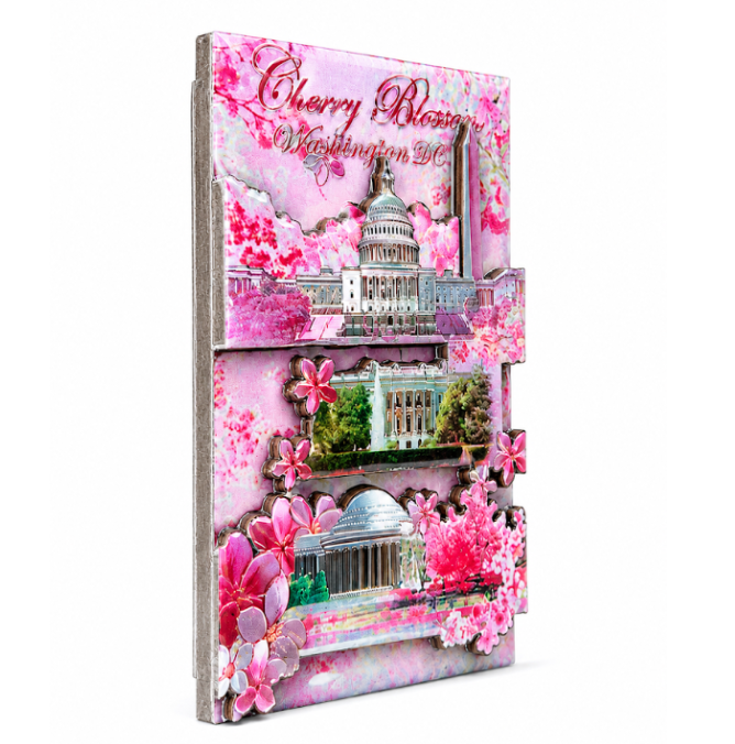 Cherry Blossom DC Panorama Wood Magnet