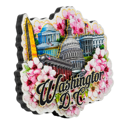 Cherry Blossom DC Panorama Shiny Wood Magnet