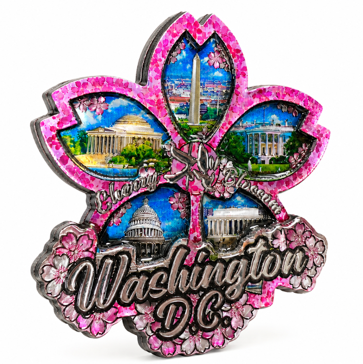 Cherry Blossom Big Flower Wood Magnet
