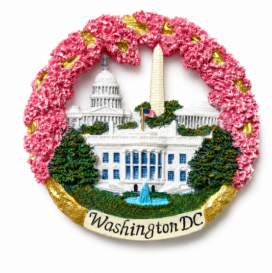 Cherry Blossom Round DC Panorama Ceramic Magnet