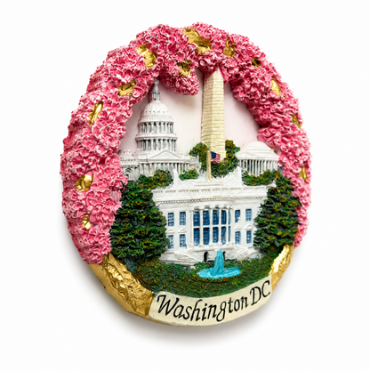 Cherry Blossom Round DC Panorama Ceramic Magnet