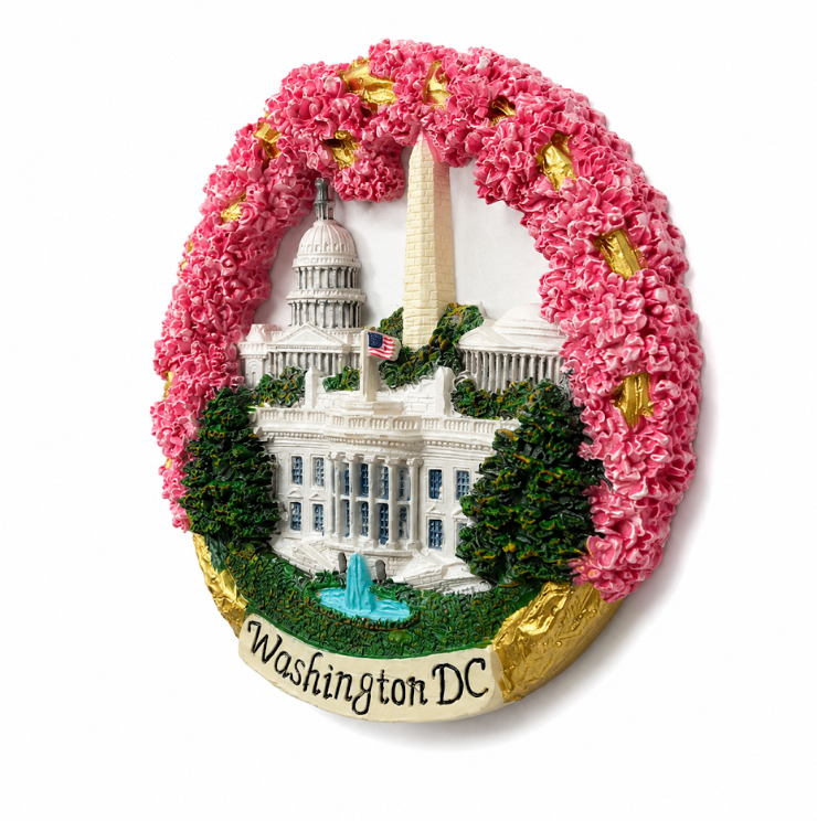 Cherry Blossom Round DC Panorama Ceramic Magnet