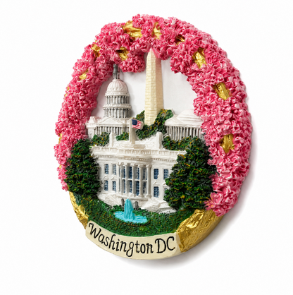 Cherry Blossom Round DC Panorama Ceramic Magnet