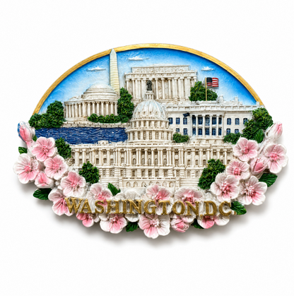 Cherry Blossom Oval DC Panorama Ceramic Magnet