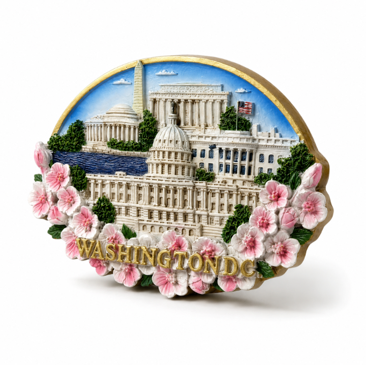 Cherry Blossom Oval DC Panorama Ceramic Magnet