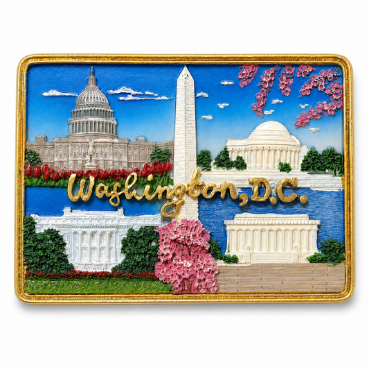 Washington D.C. Five Landmarks Ceramic Magnet