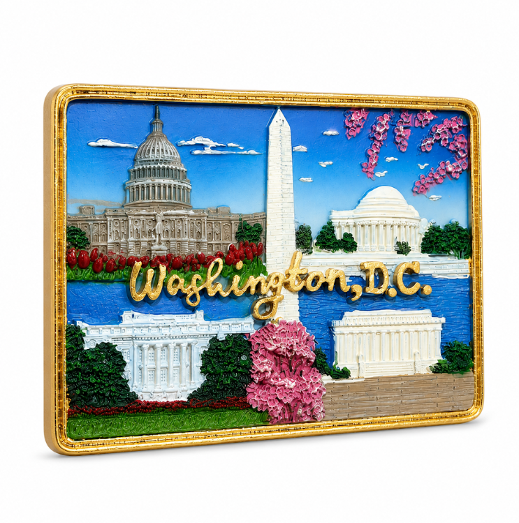 Washington D.C. Five Landmarks Ceramic Magnet