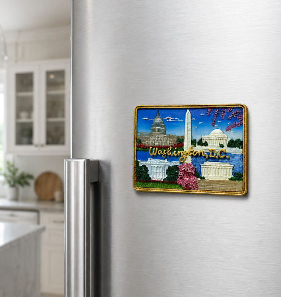 Washington D.C. Five Landmarks Ceramic Magnet